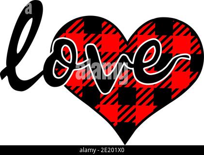 Valentinstag`s, `Liebe` Inschrift auf dem Herzen, Vektor-Illustration, geeignet für den Druck Stockfoto